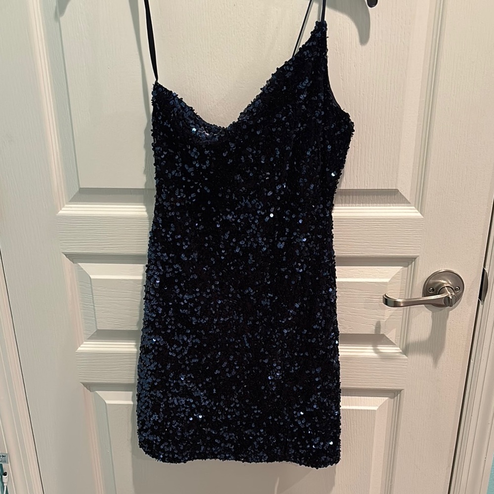 Sparkling Navy Blue Sequin Dress